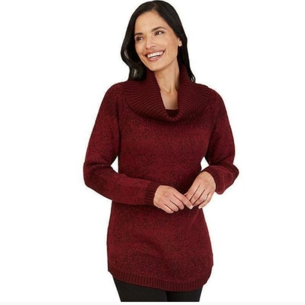 Apt. 9 Women's Deep Red Ombre Knit Cowl Neck Sweater Size XL NWT